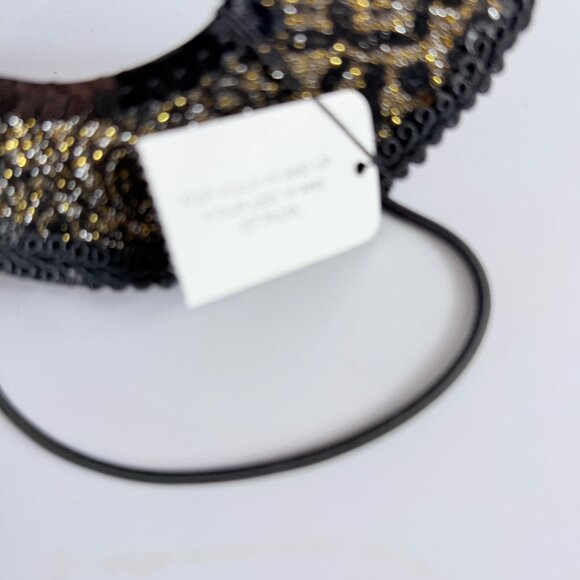 Pier 1 Masquerade Spider Mask VTG Gold Glitter Black Sequin Animal Floral Print - Picture 13 of 16